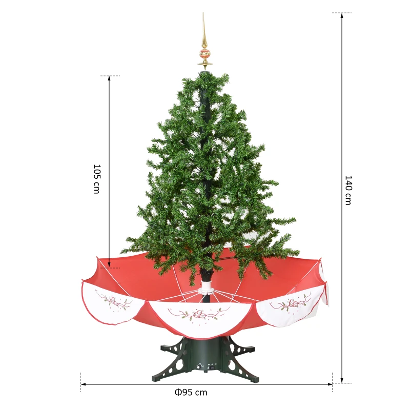 HOMCOM Árbol de Navidad 140cm Artificial Árbol con Luces LED con 25 Canciones 40 bombillas Escena de Nieve Verde Natural Material PVC