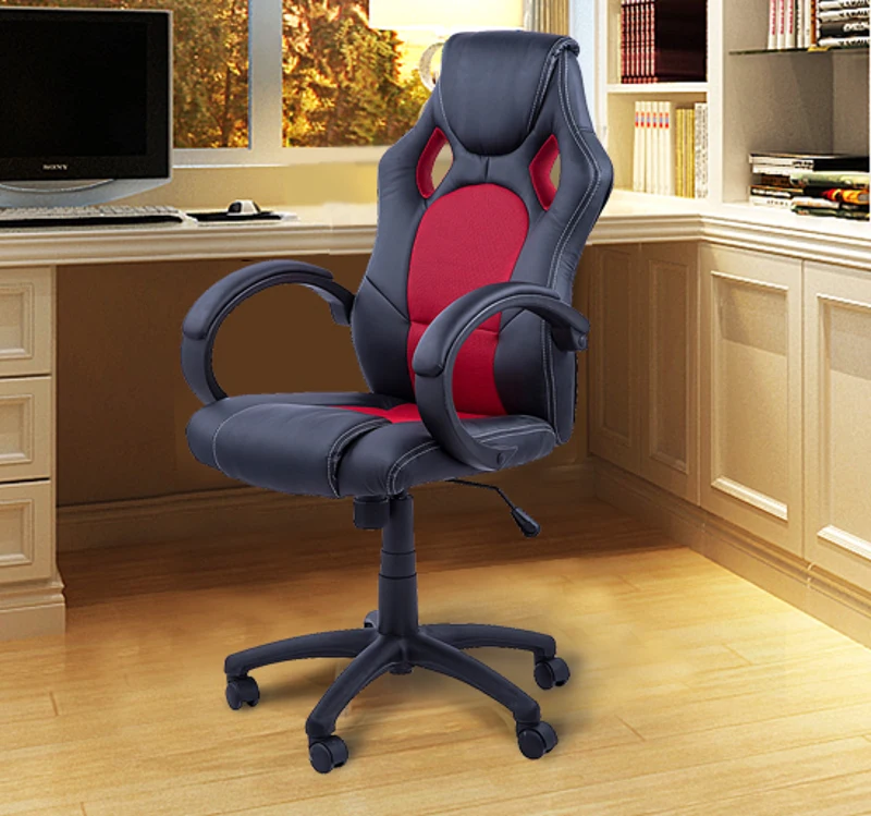 HomCom Silla para Oficina Negro Rojo PV + PVC ø71 x 61cm