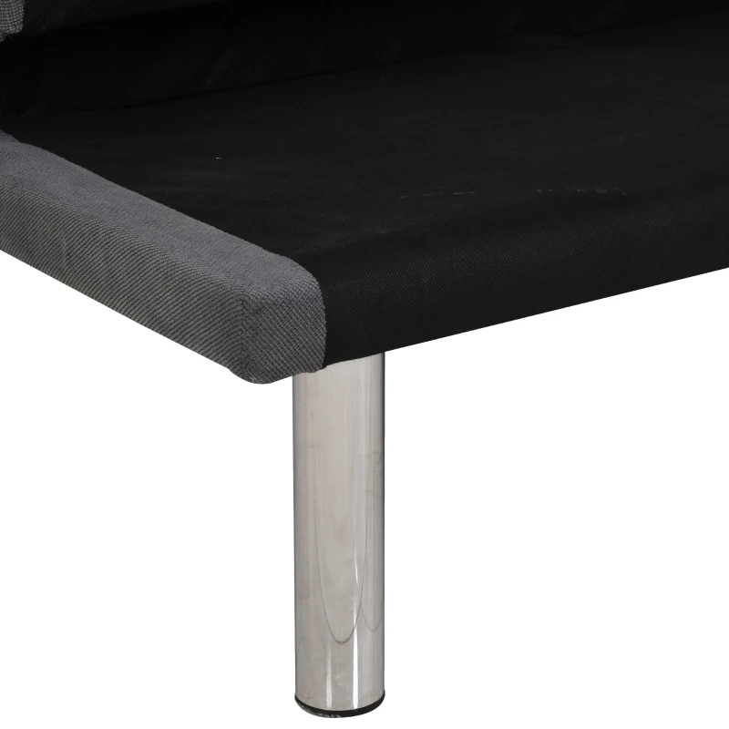 Sofá de 3 Plazas Cama Individual Diseño 2 en 1 Plegable sin Reposabrazos Tapicería en Tela con Toque Aterciopelado Patas Elevadas Acolchado Cómodo 183x92x86 cm Gris