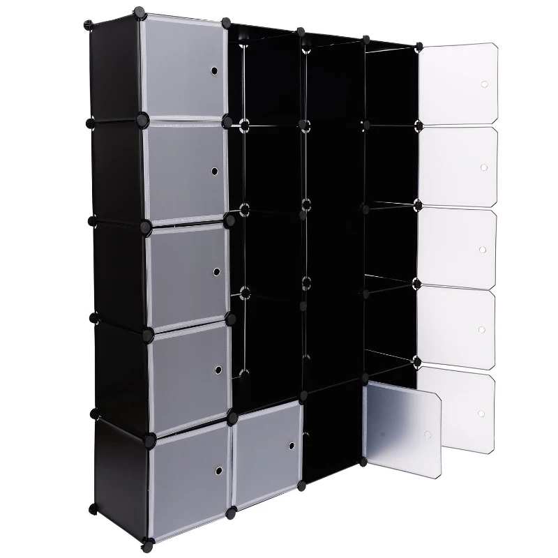 Homcom - Estanteria modular armario con puertas plastico hierro zapatero baño modelo 4