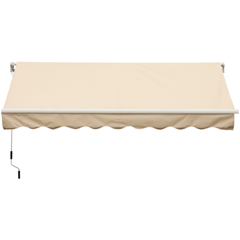 Vela de Sombra de Exterior Plegable Rectangular de 400x250cm  Protección Rayos UV Toldo Vela con Manivela Impermeable Firme y Fácil Montaje Color Marfil