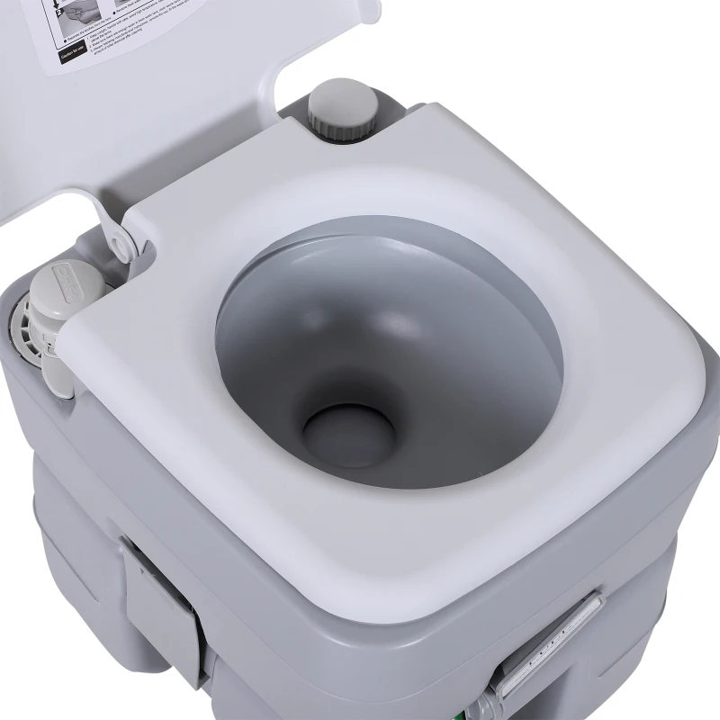 HOMCOM Inodoro Portátil Químico para Viajes Inodoro Móvil para Camping Baño WC 20L con Tapa Inodoro Portátil para Abuelos Wc Portatil para Ancianos 41.5x36.5x42cm