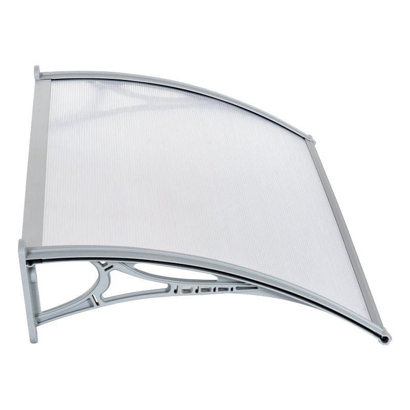 Outsunny Marquesina Techo Canopy para Ventanas Puertas Toldo Dosel Terrazas Placa de Policarbonato 5 mm Transparente Protección contra Sol y Lluvia 140cm