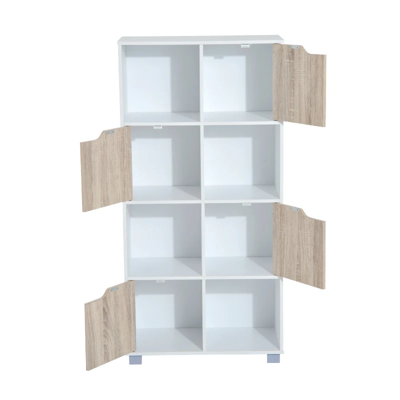 HOMCOM Estantería Librería Alta para libros tipo Biblioteca Organizador Multifuncional Blanco-Roble (8 Cubos)
