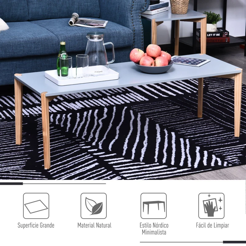 Mesa de Centro Mueble Rectangular Estilo Nórdico Mesita de Salón Comedor Oficina Hecha de Madera Auxiliar Color Gris Elegante y Moderno 120.5x45x40cm