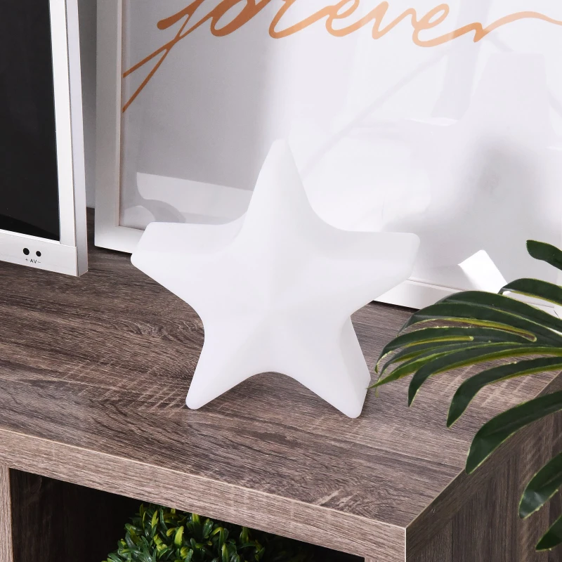 Outsunny Luz Estrella LED Lámpara Dormitorio Octurno Infantil con Mando a distancia de Color Blanco con Botones Regulables con Cargador 20x20x7cm