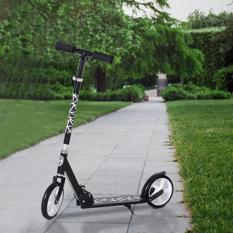 HOMCOM Patinete Plegable Scooter con Manillar Altura Ajustable 86/92/98cm  Patinete para Adultos y Niños (más de 14 años) Tipo Monopatín con Freno Grandes Ruedas Carga 100kg