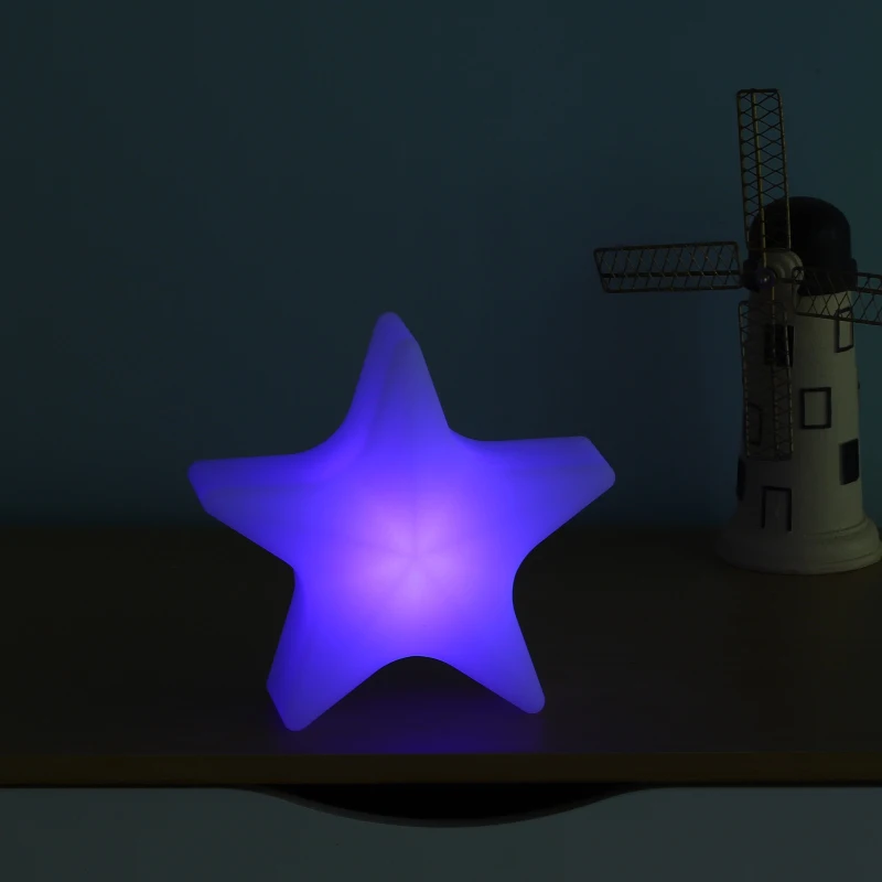 Outsunny Luz Estrella LED Lámpara Dormitorio Octurno Infantil con Mando a distancia de Color Blanco con Botones Regulables con Cargador 20x20x7cm