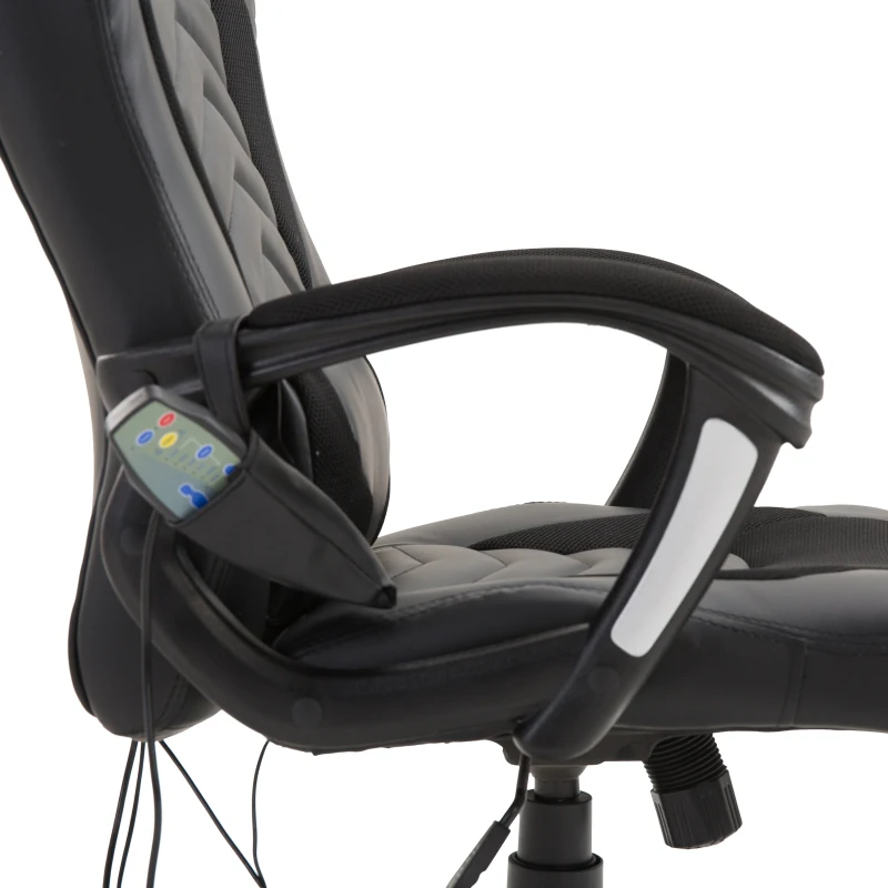HomCom® Silla de Oficina Gaming con 6 Puntos de Masaje y Calefacción 2 Almohadas con Mando a Distancia 68x69x108-117cm Negro