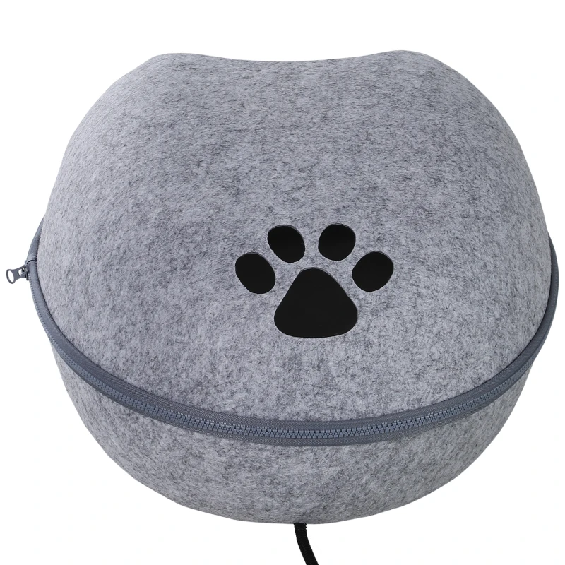 PawHut Cueva Gato Cama para Gato de Forma de Cáscara Semi-Cerrado Casa para Gatos Interior Desmontable Fieltro 47x38x24cm