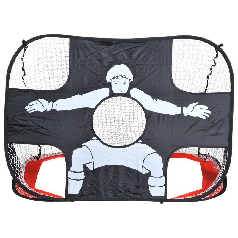 HOMCOM Portería de Fútbol para Práctica Pop Up Plegable y Portátil 2 EN 1 Deporte Interior Exterior para Niños y Adultos Incluye Bolsa de Transporte 122x77x76cm