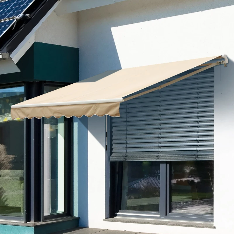 Vela de Sombra de Exterior Plegable Rectangular de 400x250cm  Protección Rayos UV Toldo Vela con Manivela Impermeable Firme y Fácil Montaje Color Marfil