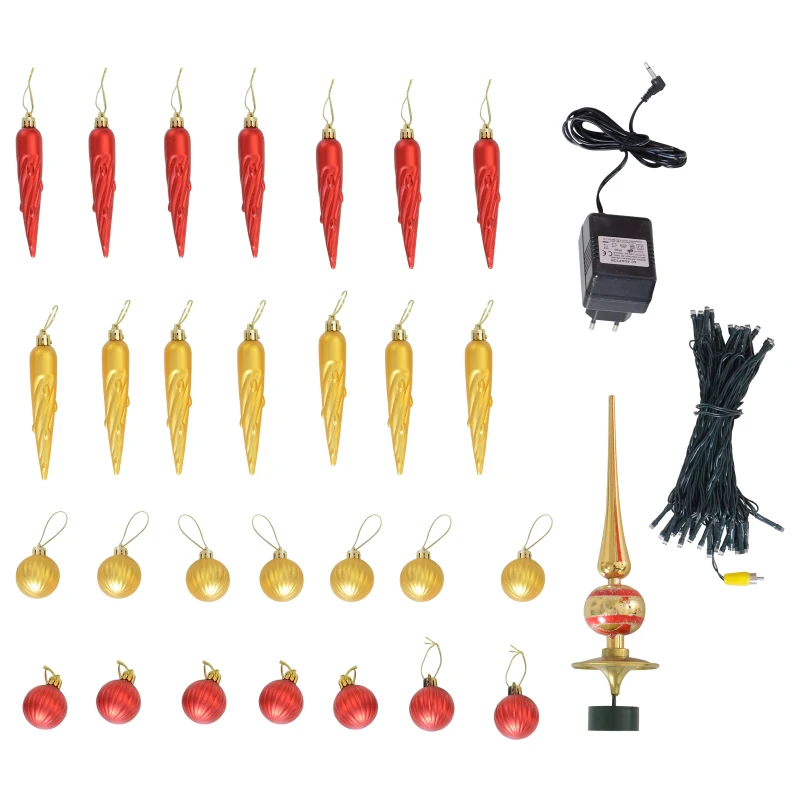 HOMCOM Árbol de Navidad 140cm Artificial Árbol con Luces LED con 25 Canciones 40 bombillas Escena de Nieve Verde Natural Material PVC