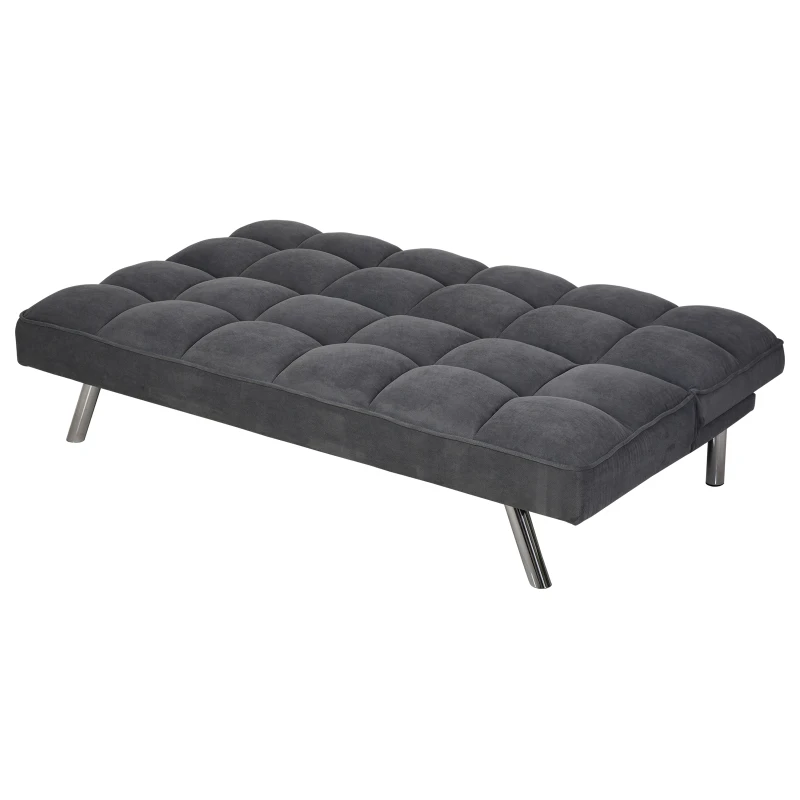 Sofá de 3 Plazas Cama Individual Diseño 2 en 1 Plegable sin Reposabrazos Tapicería en Tela con Toque Aterciopelado Patas Elevadas Acolchado Cómodo 183x92x86 cm Gris