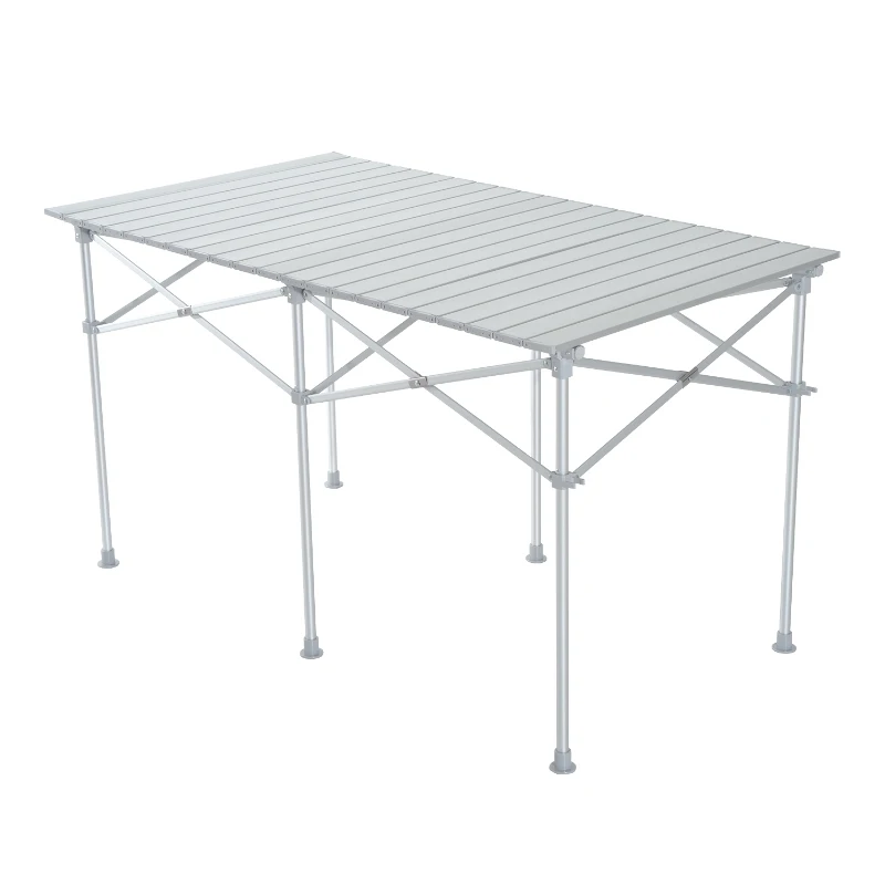 Outsunny Mesa Plegable Portátil Aluminio para Camping, Terraza, Jardín, Playa o Picnic con Bolsa para transportar