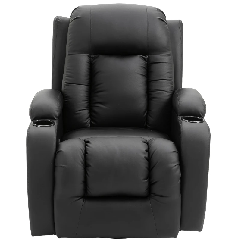 HOMCOM Sillón de Masaje Reclinable Hasta 150° Silla para Relajación con 8 Puntos de Masaje Vibrante Función de Calefacción Lumbar 90x93x103cm