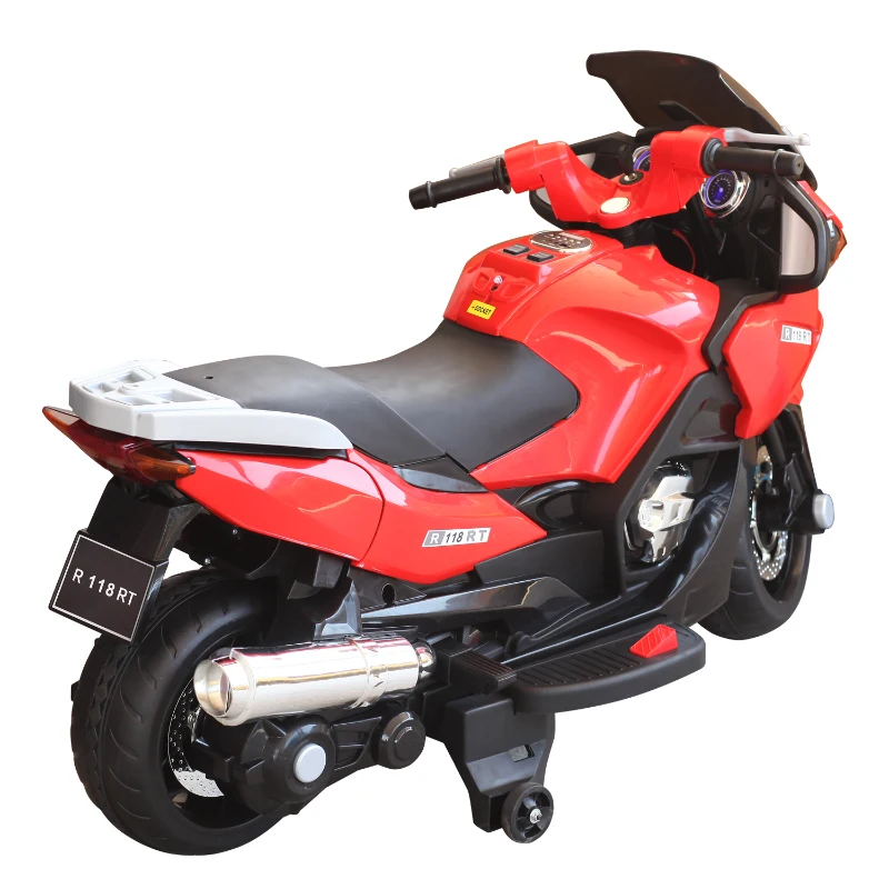HOMCOM Coche Correpasillos Niños 3-8 años Moto Eléctrica Infantil 3-7 km/h Batería 12V Doble Motor con Luces y Música Ruedas Seguras 120x60x65cm Rojo