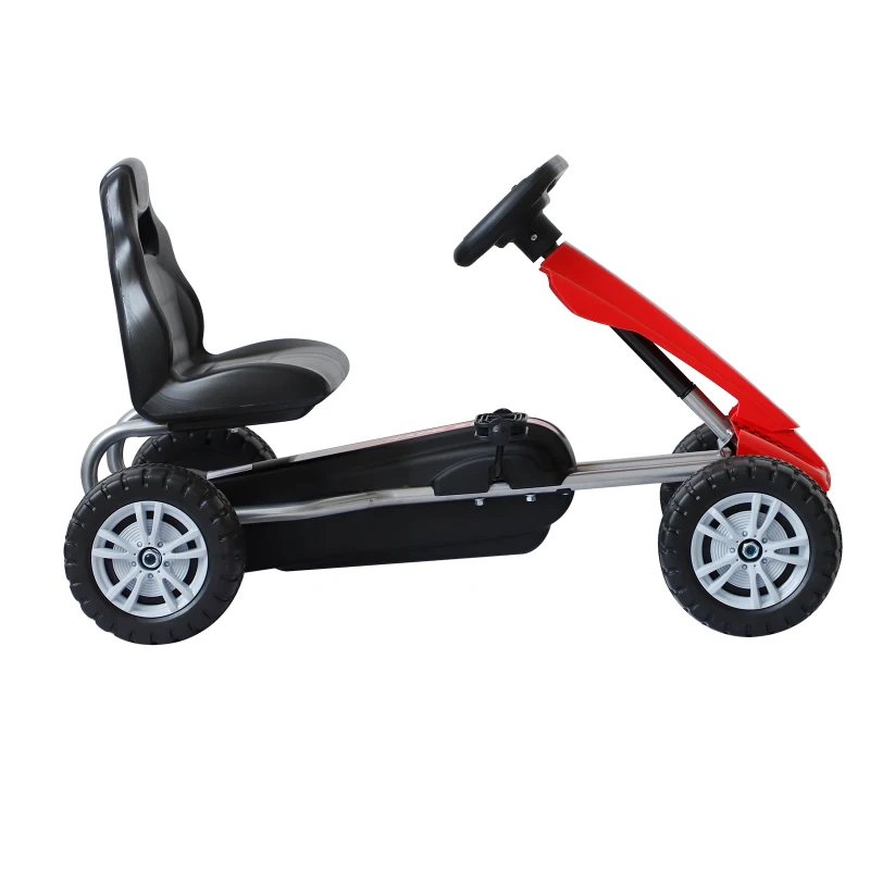 HOMCOM Coche de Pedales Go Kart Racing Deportivo con Asiento Ajustable para Niños 3-6 Años Carga 30kg Juguete Exterior 80x49x50cm Acero