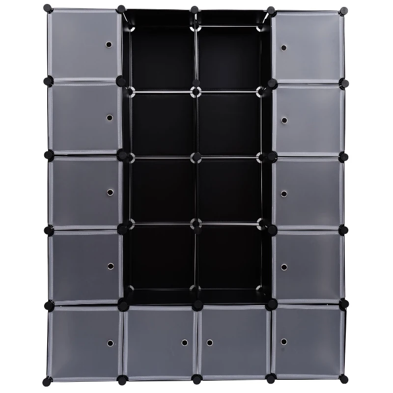 Homcom - Estanteria modular armario con puertas plastico hierro zapatero baño modelo 4