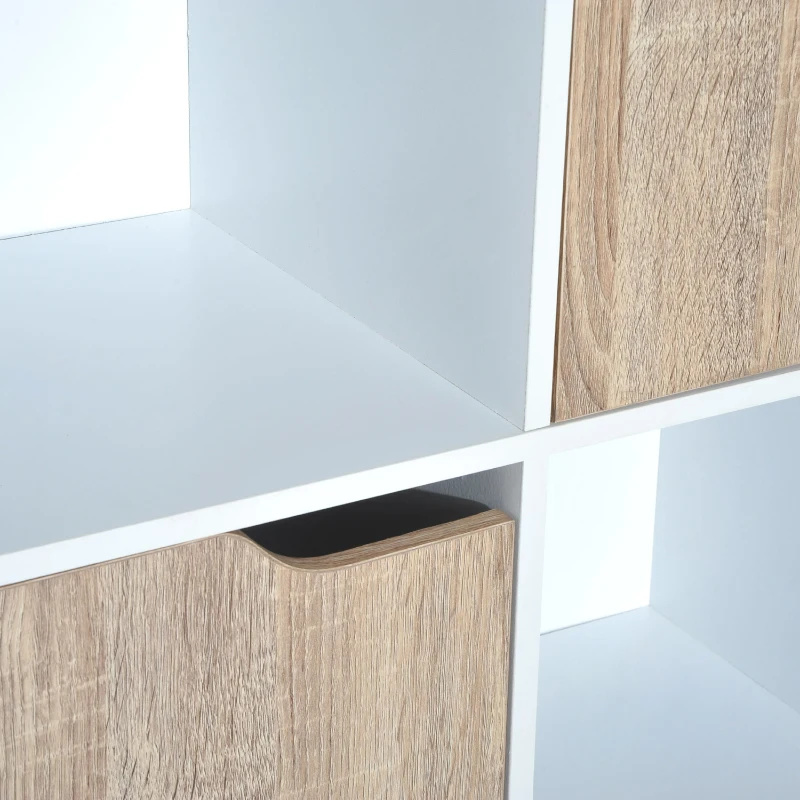 HOMCOM Estantería Librería Alta para libros tipo Biblioteca Organizador Multifuncional Blanco-Roble (8 Cubos)