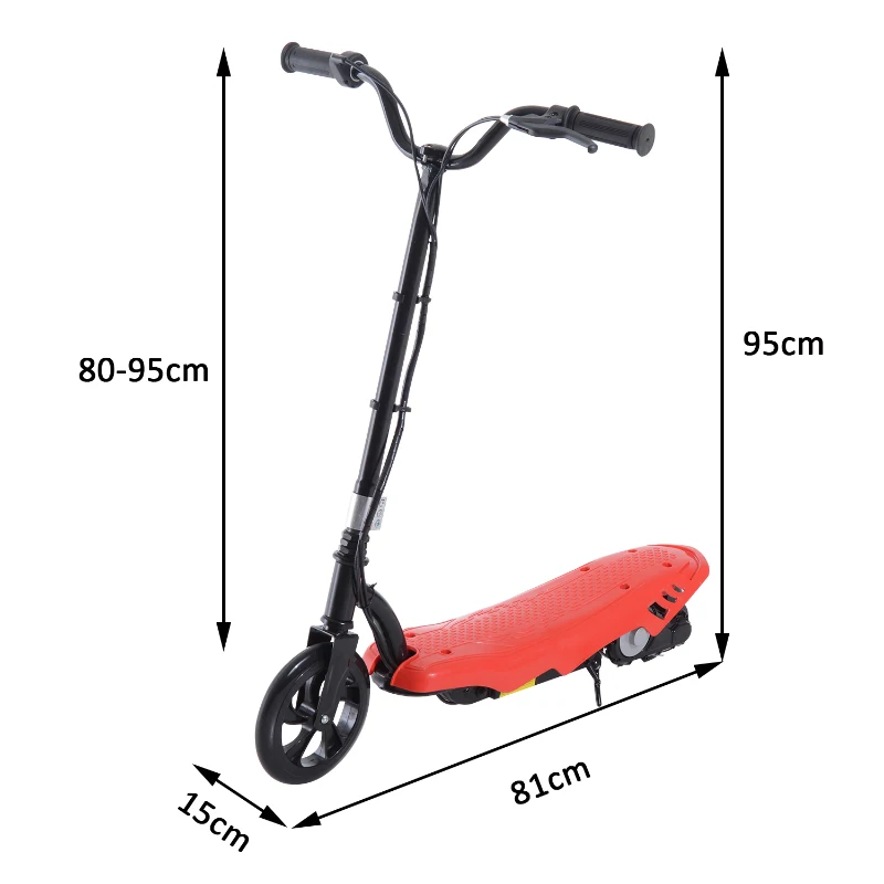 Patinete Eléctrico E-Scooter Batería 120W Manillar Ajustable Scooter Desmontable (Rojo)