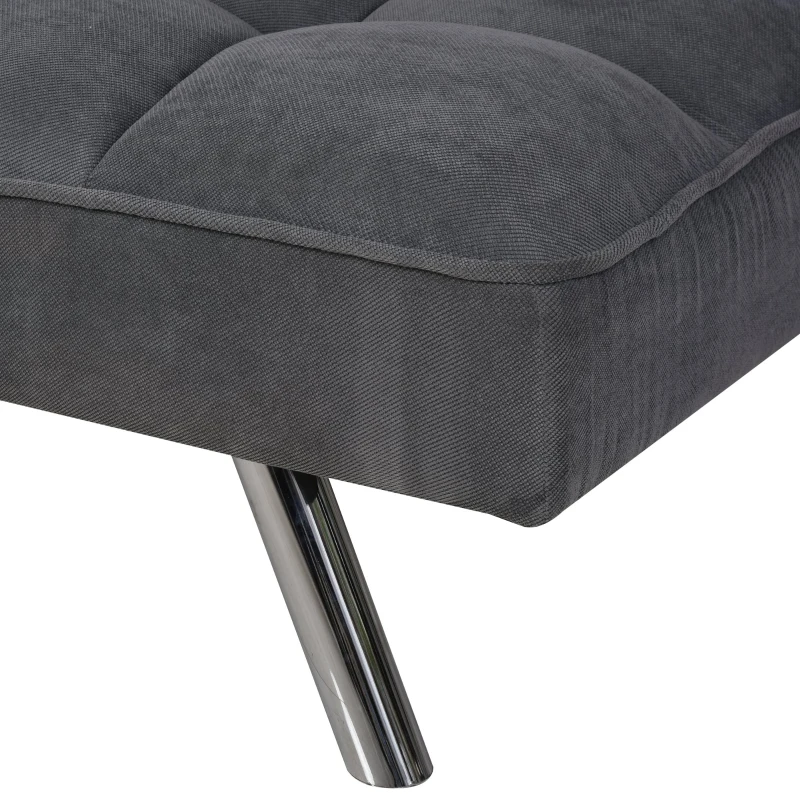 Sofá de 3 Plazas Cama Individual Diseño 2 en 1 Plegable sin Reposabrazos Tapicería en Tela con Toque Aterciopelado Patas Elevadas Acolchado Cómodo 183x92x86 cm Gris