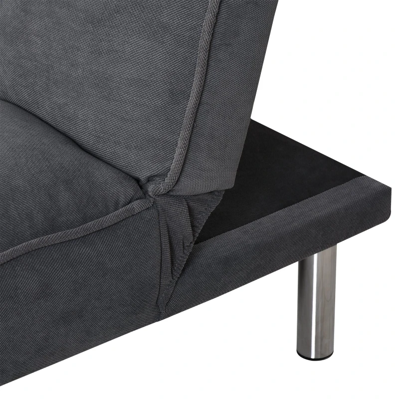 Sofá de 3 Plazas Cama Individual Diseño 2 en 1 Plegable sin Reposabrazos Tapicería en Tela con Toque Aterciopelado Patas Elevadas Acolchado Cómodo 183x92x86 cm Gris