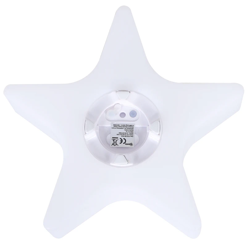 Outsunny Luz Estrella LED Lámpara Dormitorio Octurno Infantil con Mando a distancia de Color Blanco con Botones Regulables con Cargador 20x20x7cm