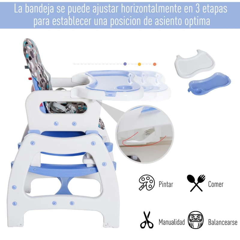 HOMCOM 3 en 1 Sillita Trona Mecedora Balancin Bebe Convertible Multifuncional Infantil