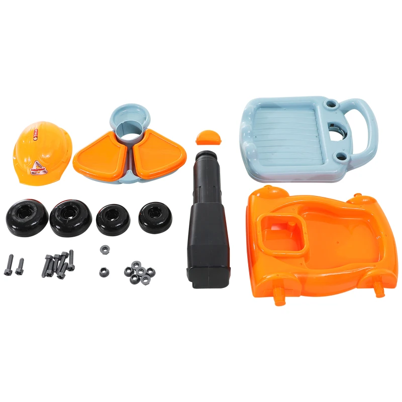 HOMCOM Carrito de herramientas para Niños Juego de Imitación con Herramientas de Construcción 29 piezas 40x35x48cm PP ABS