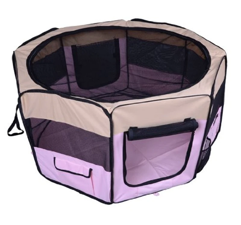 PawHut Parque de Juego Entrenamiento y Dormitorio Mascotas Perro Gato 125 x 125 x 58 cm