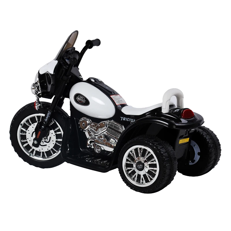 Moto Eléctrica Infantil Coche Triciclo Correpasillos a Batería Niños 18-36 Meses 6V Metal + PP 80x43x54.5cm Blanco