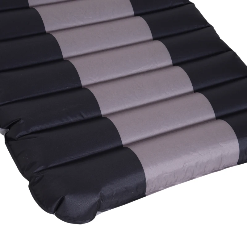 Outsunny Colchón Hinchable Inflable Individual Cama de Aire Portátil para Acampada Playa Viaje - 183 x 60 x 12 cm - Negro y Gris