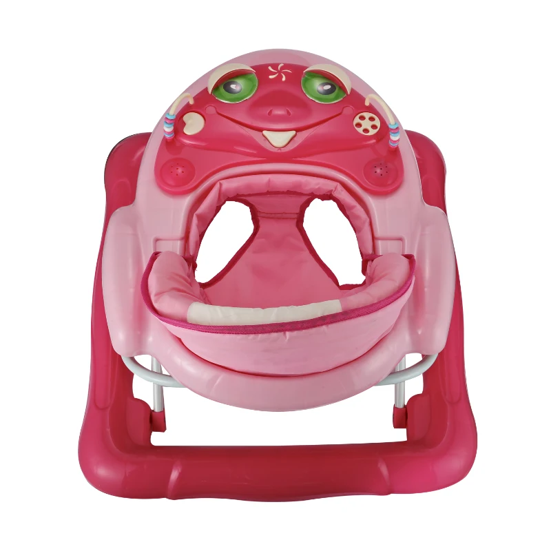HOMCOM Andador para Bebés Plegable con Freno Andador Bebé Coche con Juguetes y Varilla de Empuje Ajuste de Altura y Caja de Musica 70x65x55cm