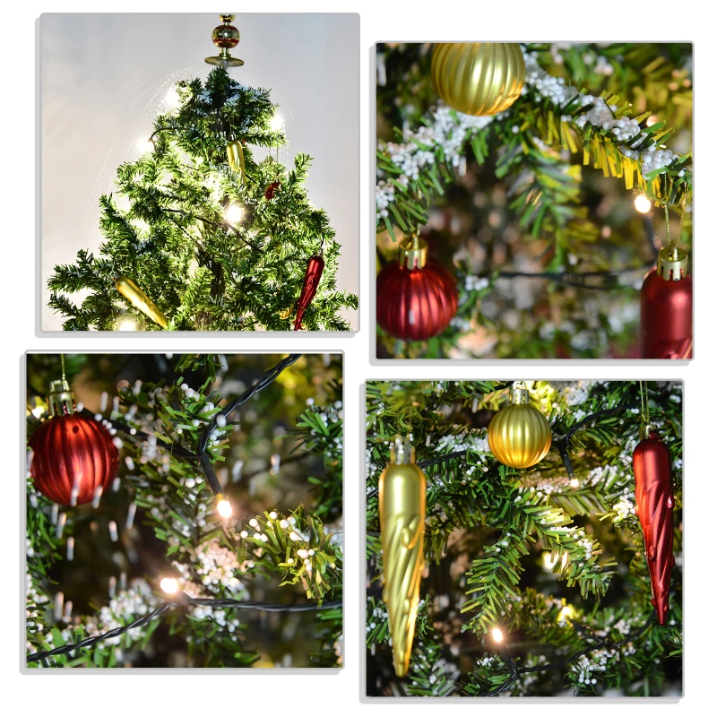 HOMCOM Árbol de Navidad 140cm Artificial Árbol con Luces LED con 25 Canciones 40 bombillas Escena de Nieve Verde Natural Material PVC