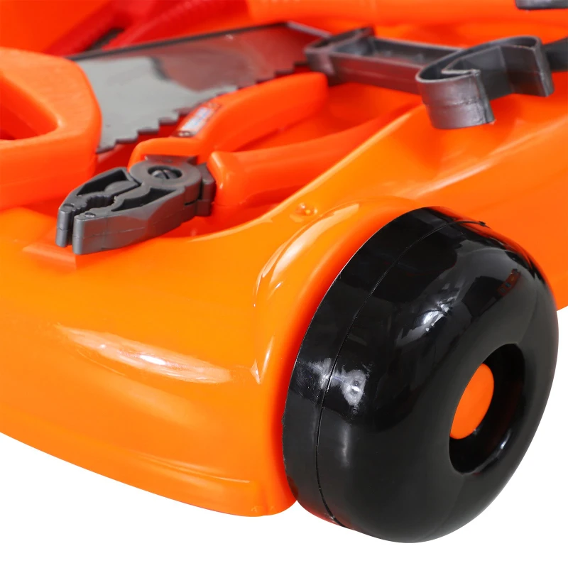 HOMCOM Carrito de herramientas para Niños Juego de Imitación con Herramientas de Construcción 29 piezas 40x35x48cm PP ABS