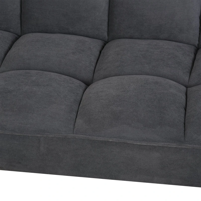 Sofá de 3 Plazas Cama Individual Diseño 2 en 1 Plegable sin Reposabrazos Tapicería en Tela con Toque Aterciopelado Patas Elevadas Acolchado Cómodo 183x92x86 cm Gris