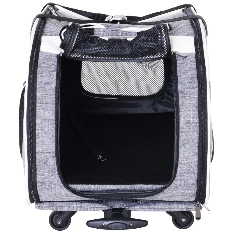 PawHut Transportin Carrito Perro 2 en 1 Mochila Carrito Plegable 65x37x46cm Mascotas Perro Gato