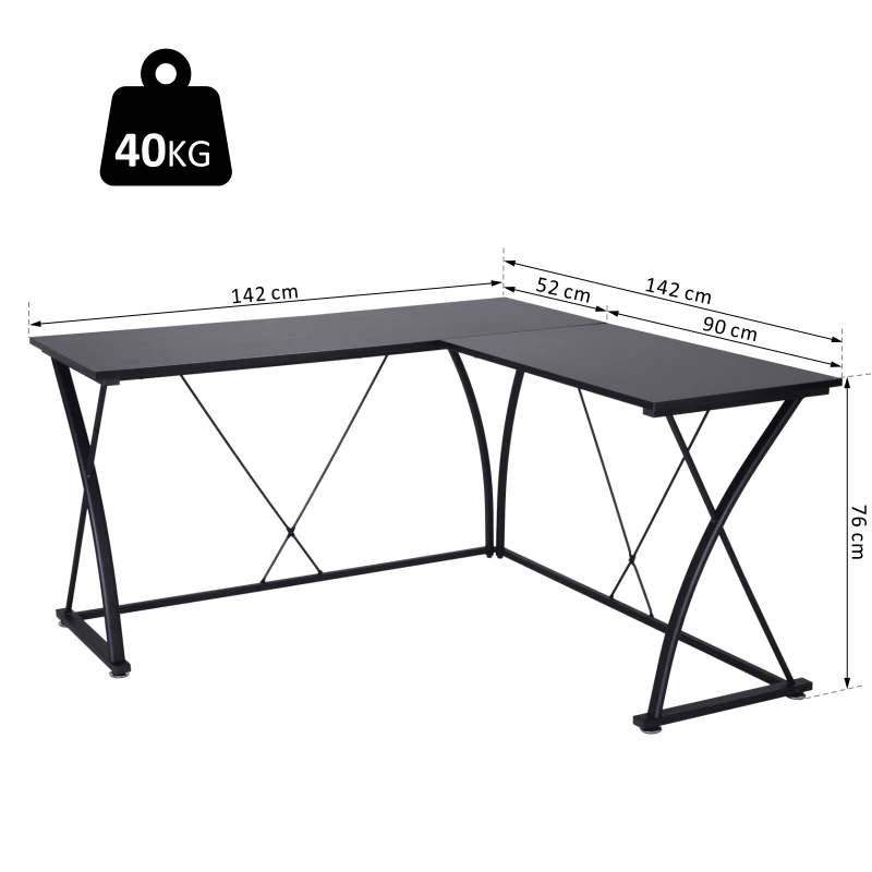 Vinsetto Escritorio PC Mesa de Ordenador para Hogar Mesa Esquinera en Forma de L 142x142x76cm Negro