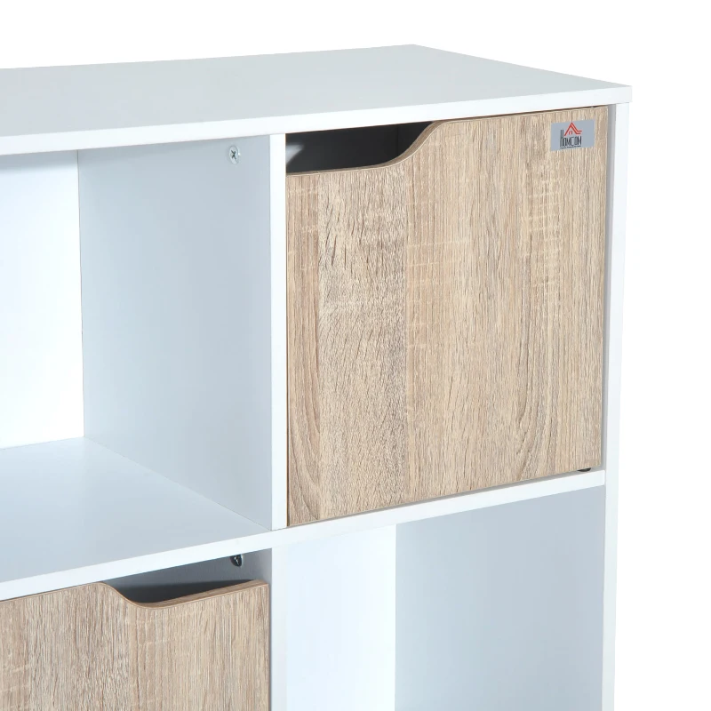 HOMCOM Estantería Librería Alta para libros tipo Biblioteca Organizador Multifuncional Blanco-Roble (8 Cubos)