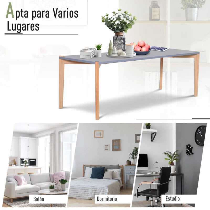 Mesa de Centro Mueble Rectangular Estilo Nórdico Mesita de Salón Comedor Oficina Hecha de Madera Auxiliar Color Gris Elegante y Moderno 120.5x45x40cm