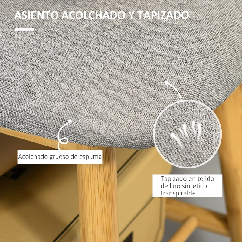 HOMCOM Banco Zapatero Moderno Mueble Recibidor de Bambú con Asiento Acolchado y Estante para Zapatos Entrada Pasillo 90x34x44 cm Color Natural y Gris
