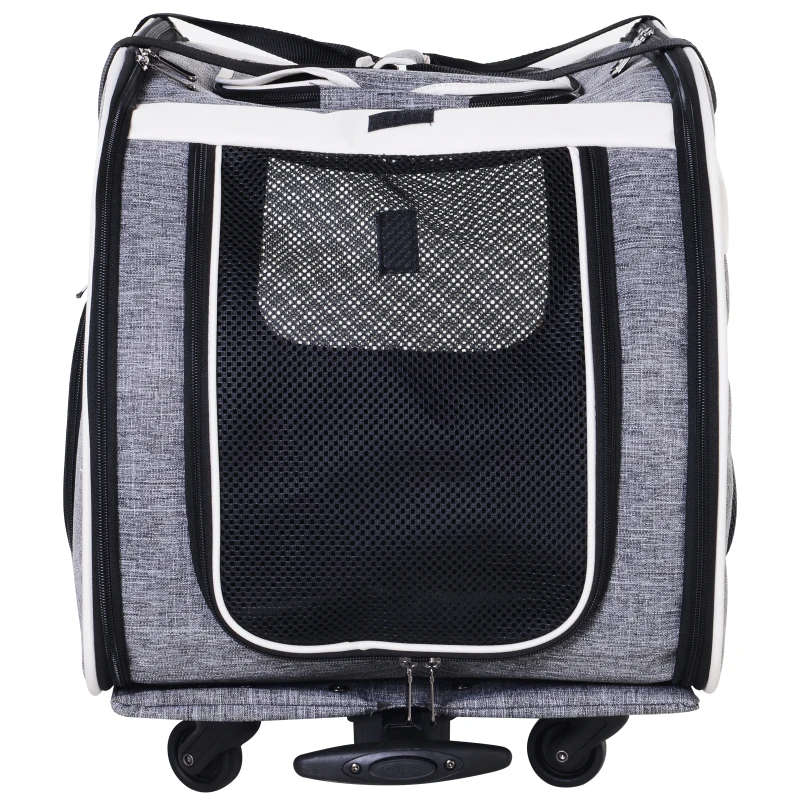 PawHut Transportin Carrito Perro 2 en 1 Mochila Carrito Plegable 65x37x46cm Mascotas Perro Gato