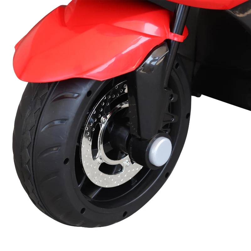 HOMCOM Coche Correpasillos Niños 3-8 años Moto Eléctrica Infantil 3-7 km/h Batería 12V Doble Motor con Luces y Música Ruedas Seguras 120x60x65cm Rojo