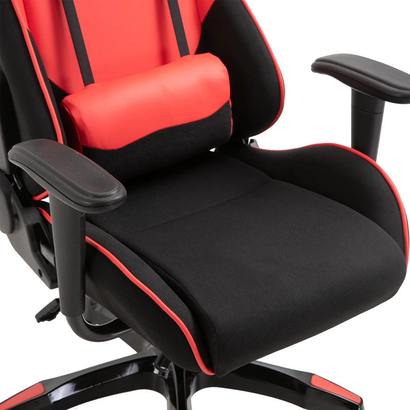 Vinsetto Silla Gaming de Ordenador Silla Gamer Profesional Ergonómica de Oficina Reclinable Altura Inclinación Ajustable 64x70x120-127cm Rojo PU