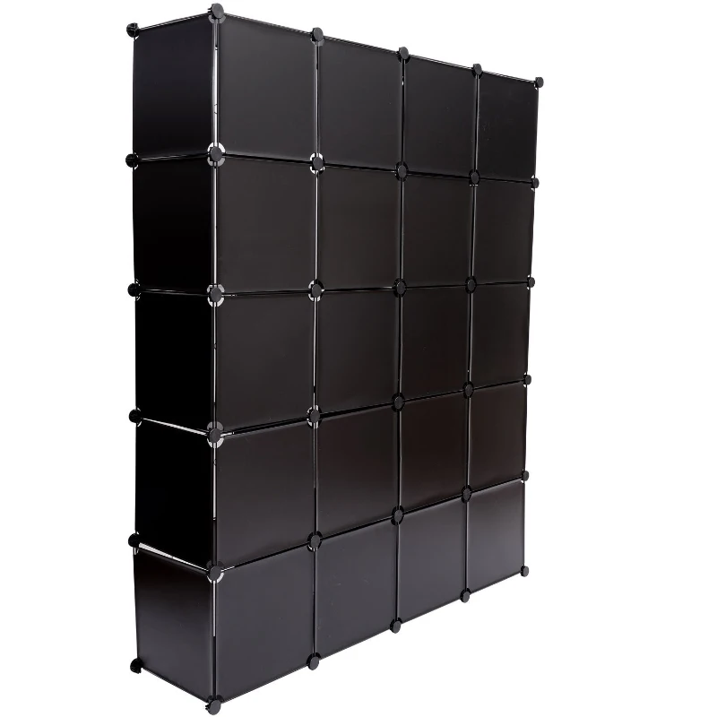 Homcom - Estanteria modular armario con puertas plastico hierro zapatero baño modelo 4