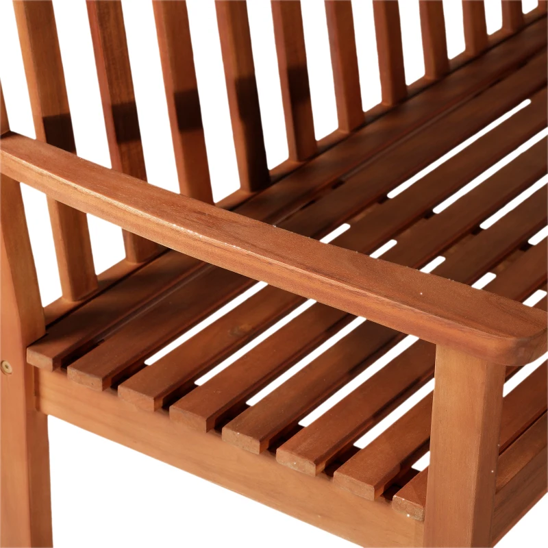 Outsunny Banco de Jardín de Madera de Acacia Banco Clásico para Jardín con Diseño de Listones para Exterior Terraza Patio 145x66x89cm