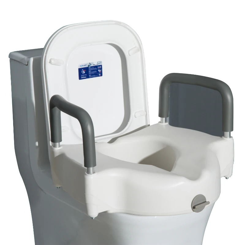 HOMCOM Asiento de Inodoro Elevado con Apoyabrazo Acolchado Extraible 44.3x52x33cm Salud