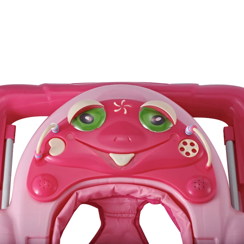 HOMCOM Andador para Bebés Plegable con Freno Andador Bebé Coche con Juguetes y Varilla de Empuje Ajuste de Altura y Caja de Musica 70x65x55cm