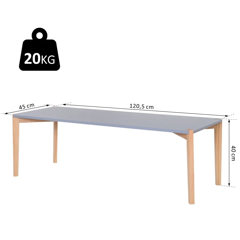Mesa de Centro Mueble Rectangular Estilo Nórdico Mesita de Salón Comedor Oficina Hecha de Madera Auxiliar Color Gris Elegante y Moderno 120.5x45x40cm